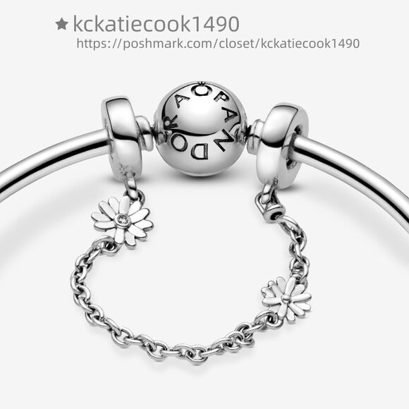 Pandora Daisy Flower Safety Chain Charm - Picture 1 of 4
